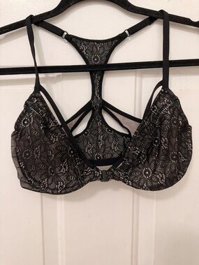 Victoria's Secret Black Lace Strappy Front-Close Bralette Size 34D